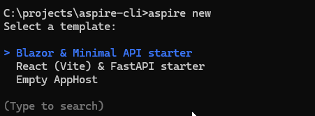 Select the template to create an application from