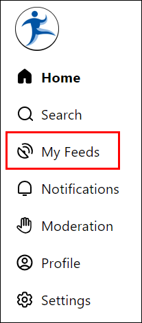 BlueSky navigation, with &lsquo;My Feeds&rsquo; highlighted