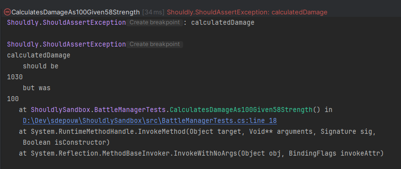 Screenshot: Failing Test Example