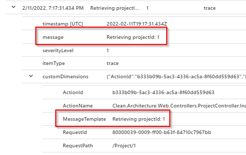 unstructured log message
